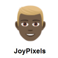Man: Blond Hair: Dark Skin Tone on JoyPixels