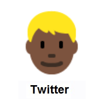 Man: Blond Hair: Dark Skin Tone on Twitter Twemoji