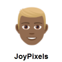 Man: Blond Hair: Medium-Dark Skin Tone on JoyPixels