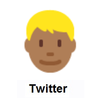 Man: Blond Hair: Medium-Dark Skin Tone on Twitter Twemoji