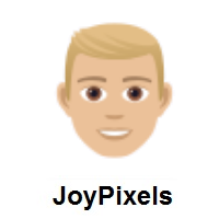 Man: Blond Hair: Medium-Light Skin Tone on JoyPixels
