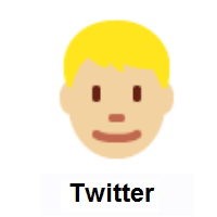 Man: Blond Hair: Medium-Light Skin Tone on Twitter Twemoji