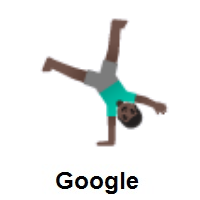 Man Cartwheeling: Dark Skin Tone on Google Android