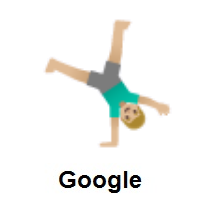 Man Cartwheeling: Medium-Light Skin Tone on Google Android
