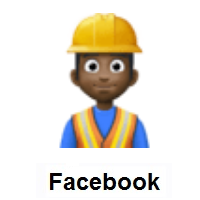 Man Construction Worker: Dark Skin Tone on Facebook