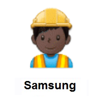 Man Construction Worker: Dark Skin Tone on Samsung