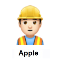 Man Construction Worker: Light Skin Tone on Apple iOS