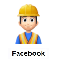 Man Construction Worker: Light Skin Tone on Facebook