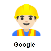 Man Construction Worker: Light Skin Tone on Google Android