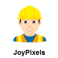 Man Construction Worker: Light Skin Tone on JoyPixels
