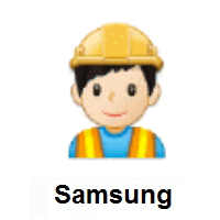 Man Construction Worker: Light Skin Tone on Samsung