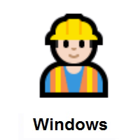 Man Construction Worker: Light Skin Tone on Microsoft Windows