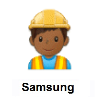 Man Construction Worker: Medium-Dark Skin Tone on Samsung