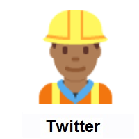 Man Construction Worker: Medium-Dark Skin Tone on Twitter Twemoji
