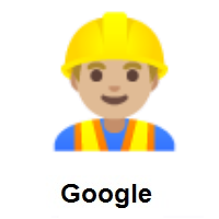 Man Construction Worker: Medium-Light Skin Tone on Google Android