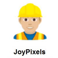 Man Construction Worker: Medium-Light Skin Tone on JoyPixels