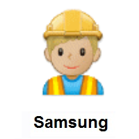 Man Construction Worker: Medium-Light Skin Tone on Samsung