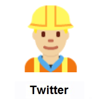 Man Construction Worker: Medium-Light Skin Tone on Twitter Twemoji