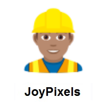 Man Construction Worker: Medium Skin Tone on JoyPixels