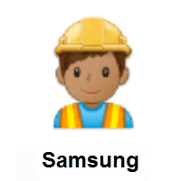 Man Construction Worker: Medium Skin Tone on Samsung