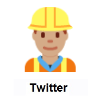 Man Construction Worker: Medium Skin Tone on Twitter Twemoji