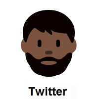 Man: Dark Skin Tone, Beard on Twitter Twemoji