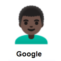 Man: Dark Skin Tone, Curly Hair on Google Android