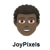 Man: Dark Skin Tone, Curly Hair on JoyPixels