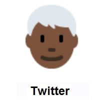 Man: Dark Skin Tone, White Hair on Twitter Twemoji