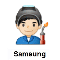 Man Factory Worker: Light Skin Tone on Samsung