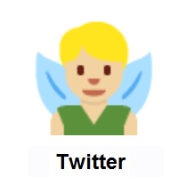 Man Fairy: Medium-Light Skin Tone on Twitter Twemoji