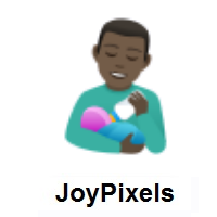Man Feeding Baby: Dark Skin Tone on JoyPixels