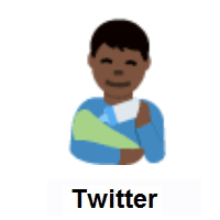 Man Feeding Baby: Dark Skin Tone on Twitter Twemoji