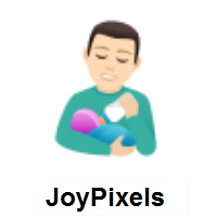 Man Feeding Baby: Light Skin Tone on JoyPixels