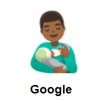Man Feeding Baby: Medium-Dark Skin Tone on Google Android