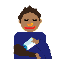 Man Feeding Baby: Medium-Dark Skin Tone