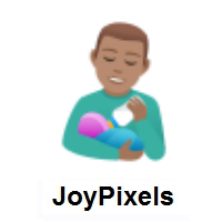 Man Feeding Baby: Medium Skin Tone on JoyPixels