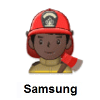 Man Firefighter: Dark Skin Tone on Samsung