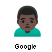 Man Frowning: Dark Skin Tone on Google Android