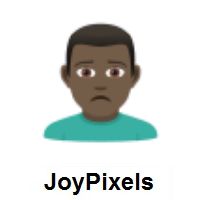 Man Frowning: Dark Skin Tone on JoyPixels