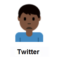 Man Frowning: Dark Skin Tone on Twitter Twemoji