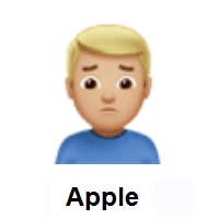 Man Frowning: Medium-Light Skin Tone on Apple iOS