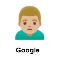 Man Frowning: Medium-Light Skin Tone on Google Android
