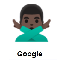 Man Gesturing NO: Dark Skin Tone on Google Android