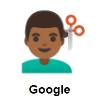 Man Getting Haircut: Medium-Dark Skin Tone on Google Android