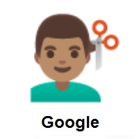 Man Getting Haircut: Medium Skin Tone on Google Android