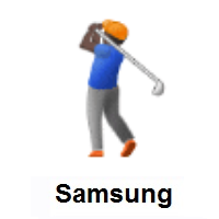 Man Golfing: Dark Skin Tone on Samsung