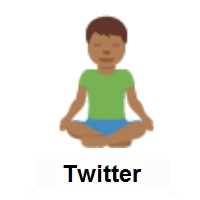 Man in Lotus Position: Medium-Dark Skin Tone on Twitter Twemoji