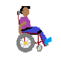 Man in Manual Wheelchair Facing Right: Medium-Dark Skin Tone