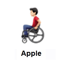 Man In Manual Wheelchair: Light Skin Tone on Apple iOS